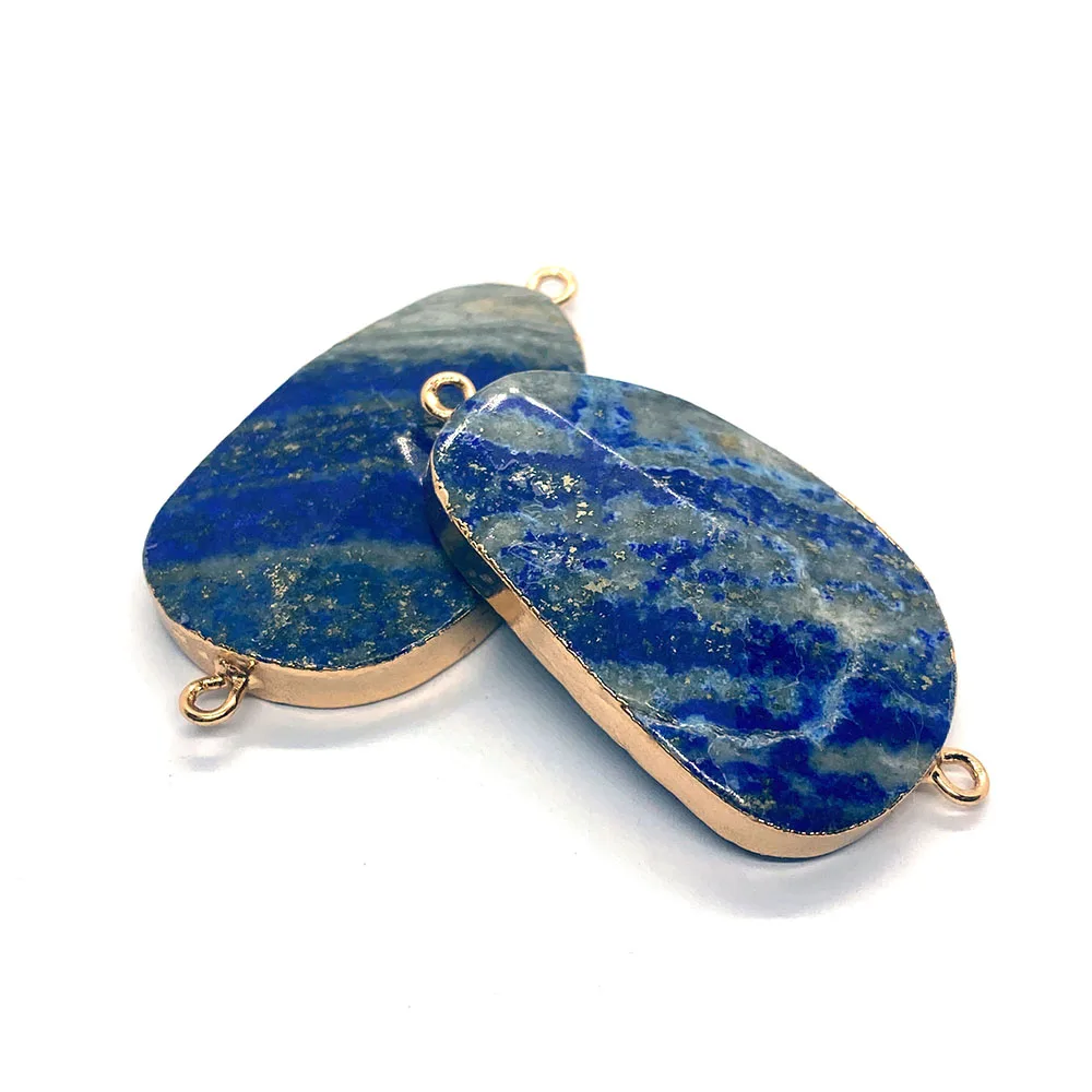 

1 Piece Natural Stone Pendant Synthetic Lapis Lazuli Pendant Connector Women's DIY Jewelry Necklace Bracelet Accessories 23x44mm
