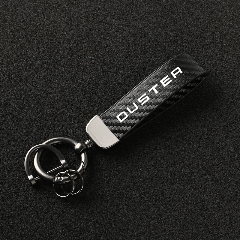 

Автомобильный Брелок-пряжка из углеродного волокна и кожи Ювелирные изделия на заказ брелки для Dacia Duster I II 1 2 MK1 MK2 2010-2017 2018-2022 автомобиль