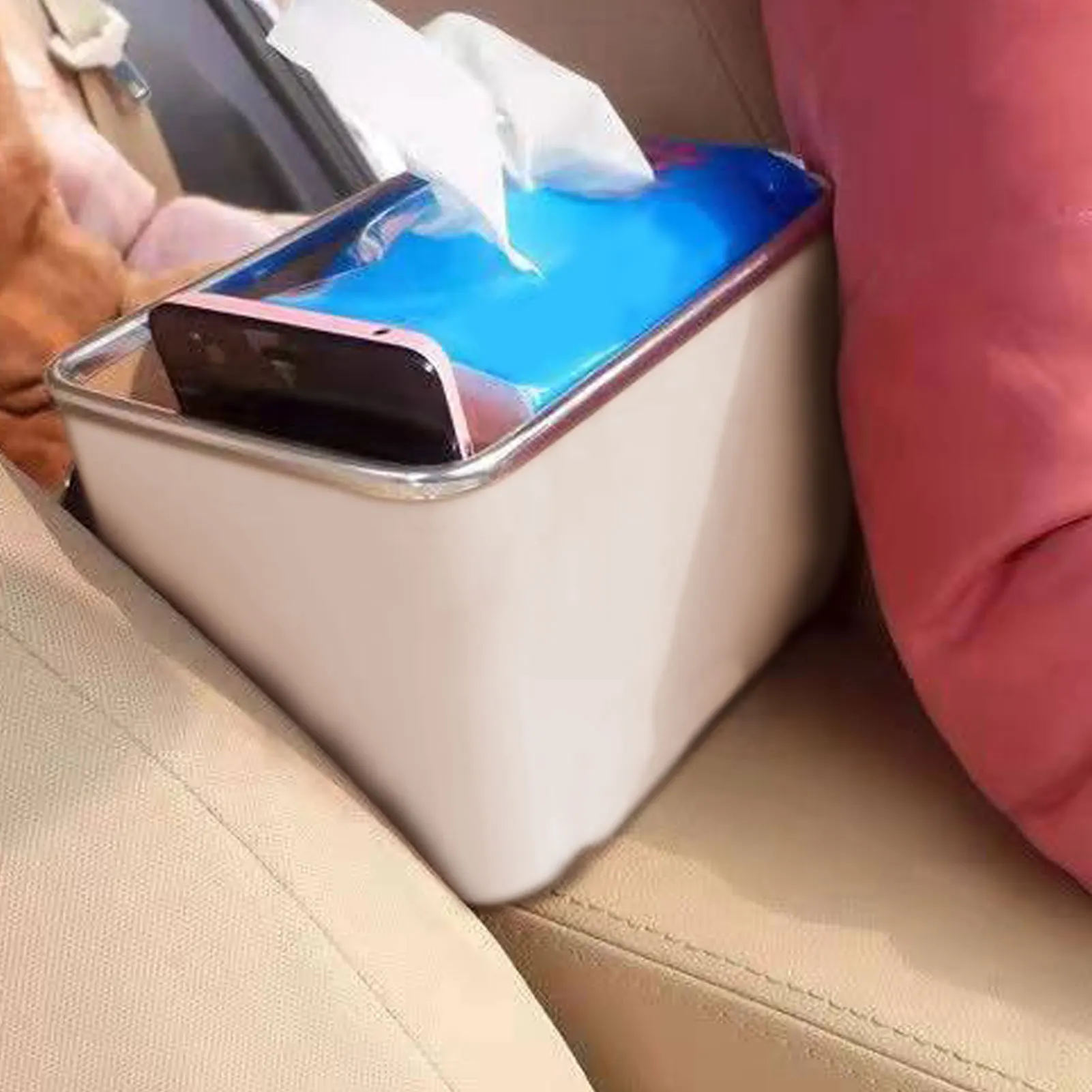 

Cup Holder With Storage Box ABS Foldable Phone Storage Console Seat Organizer Multifunctional Car Organizer Driving Accessories