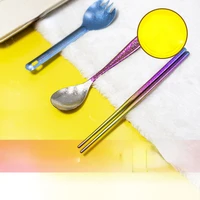 pure titanium chopsticks household outdoor childrens titanium alloy spoon and fork tableware set anti mildew equipment gift