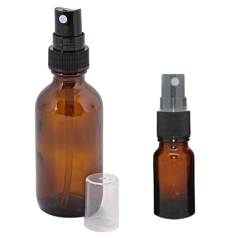 

2 Pcs Amber Glass Spray Bottle With Black ATOMISER Sprays,Refillable Container For Essential Oil / Aromatherapy Use , 100ML & 30