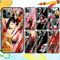 popular disney mulan for apple iphone 13 12 mini 11 xs pro max x xr 8 7 6 plus se 2020 tempered glass cover phone case