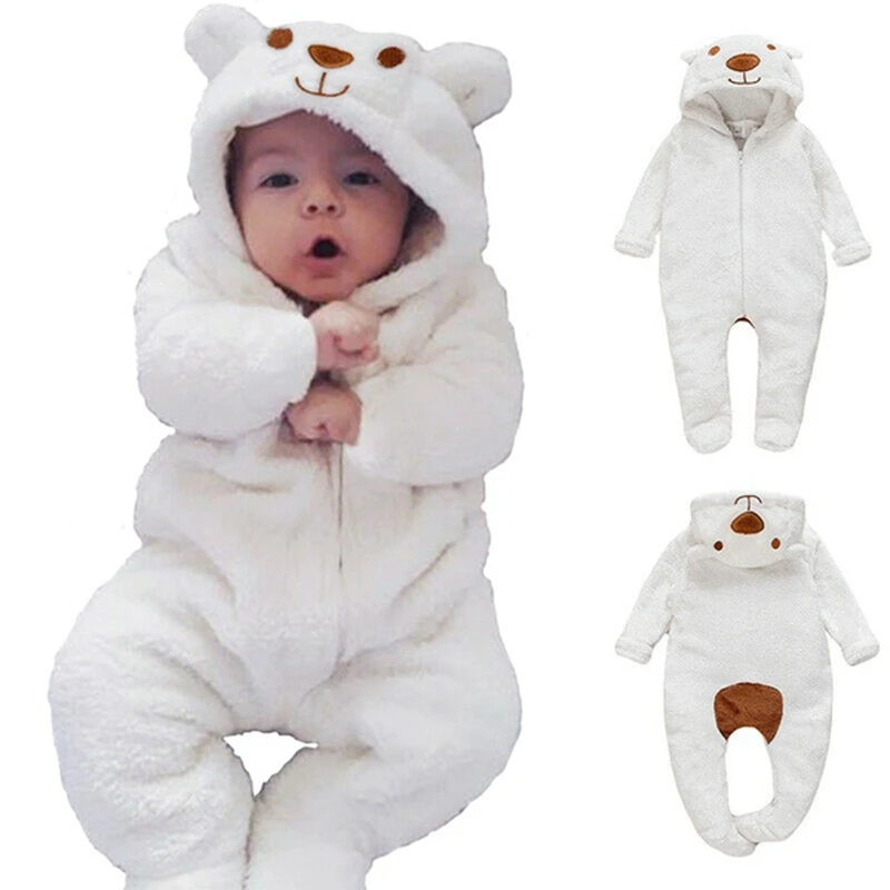 0-12Months Newborn Baby Boy Girl Kids Bear Hooded Romper Jumpsuit Bodysuit Clothes Outfits Long Sleeve Playsuit One Piece Outfit