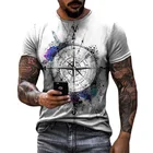 Мужская футболка с компасом, летняя, 3d, стиль хип-хоп, стандартная футболка, крест, круглый вырез, короткий рукав