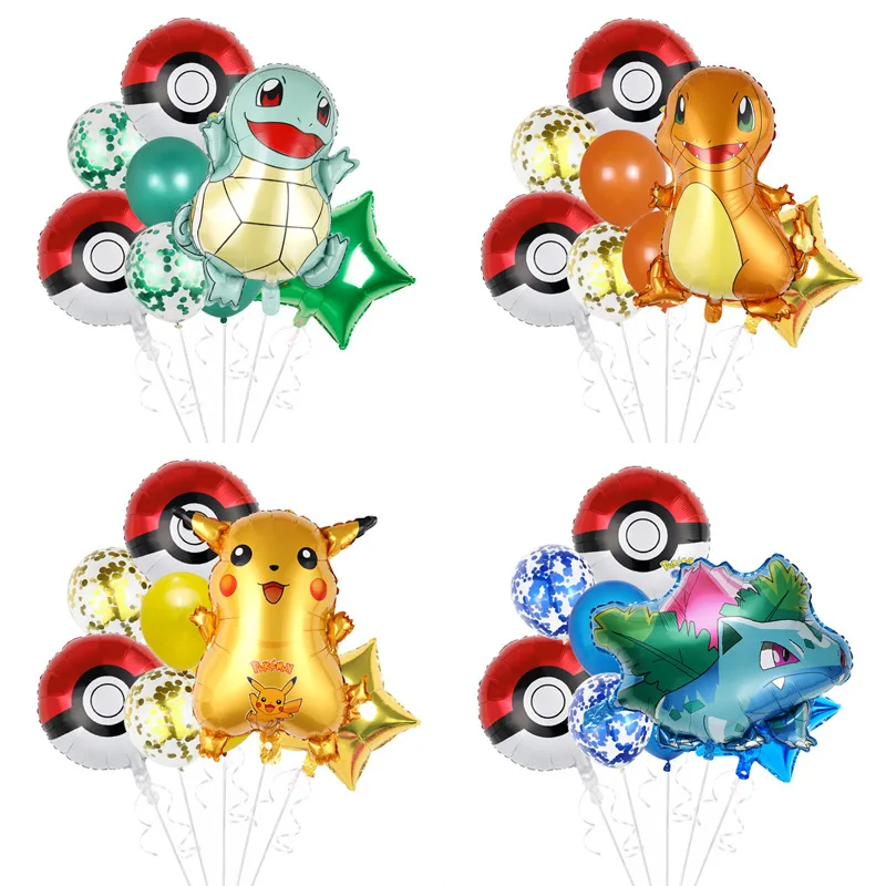 

Pokemon Balloon Set Pikachu Balloon Party Decoration Supplies Charmander Squirtle Birthday Party Pocket Balloon Gift Figure Toys