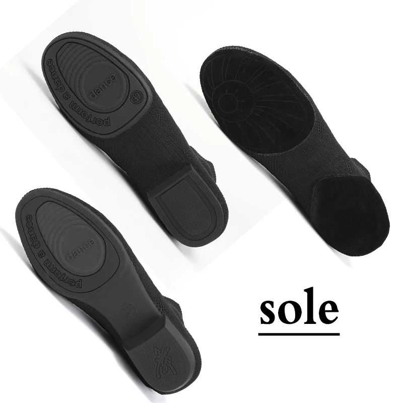 RUYBOZRY Knitted Jazz Dance Shoes Tan Black Adult Dance Sneakers Light Weight Slip On Sports Boot Breathable Modern Booties