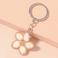 new simple flower keychains for car key women men handbag pendants key ring diy handmade jewelry crafts accessories