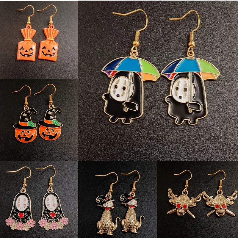 

Anime Spirited Away No Face Man Earrings Cartoon Fairydust Ghost Drop Earring Alloy Totoro Stud Earrings Jewelry Gifts