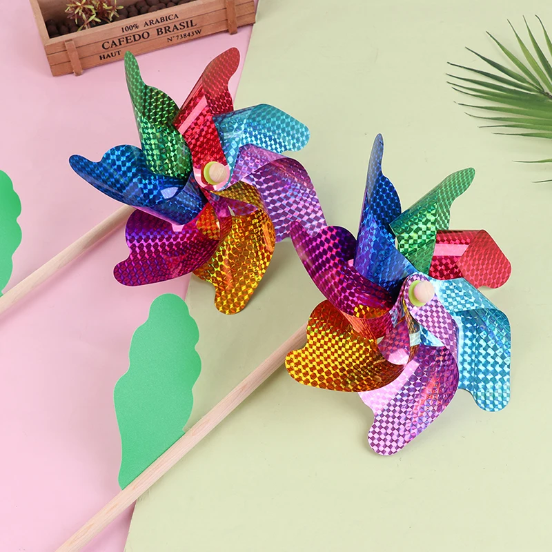

1Pcs Plastic Rainbow Octagonal Pinwheels Wind Spinner Windmill Kids Toy Gift For Garden Party Favor Lawn Decoration