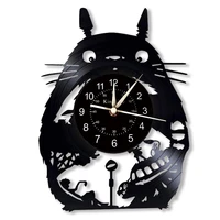 cute vinyl record wall clock clock home creative decoration my neighbor totoro anime without lights led clock
