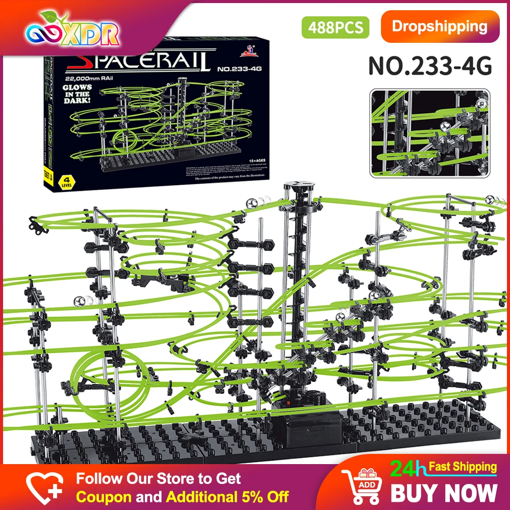 

488pcs Luminous Roller Coaster Marble Run Ball Set Toys For Children Science Experiment Education Model Creative Building Blocks