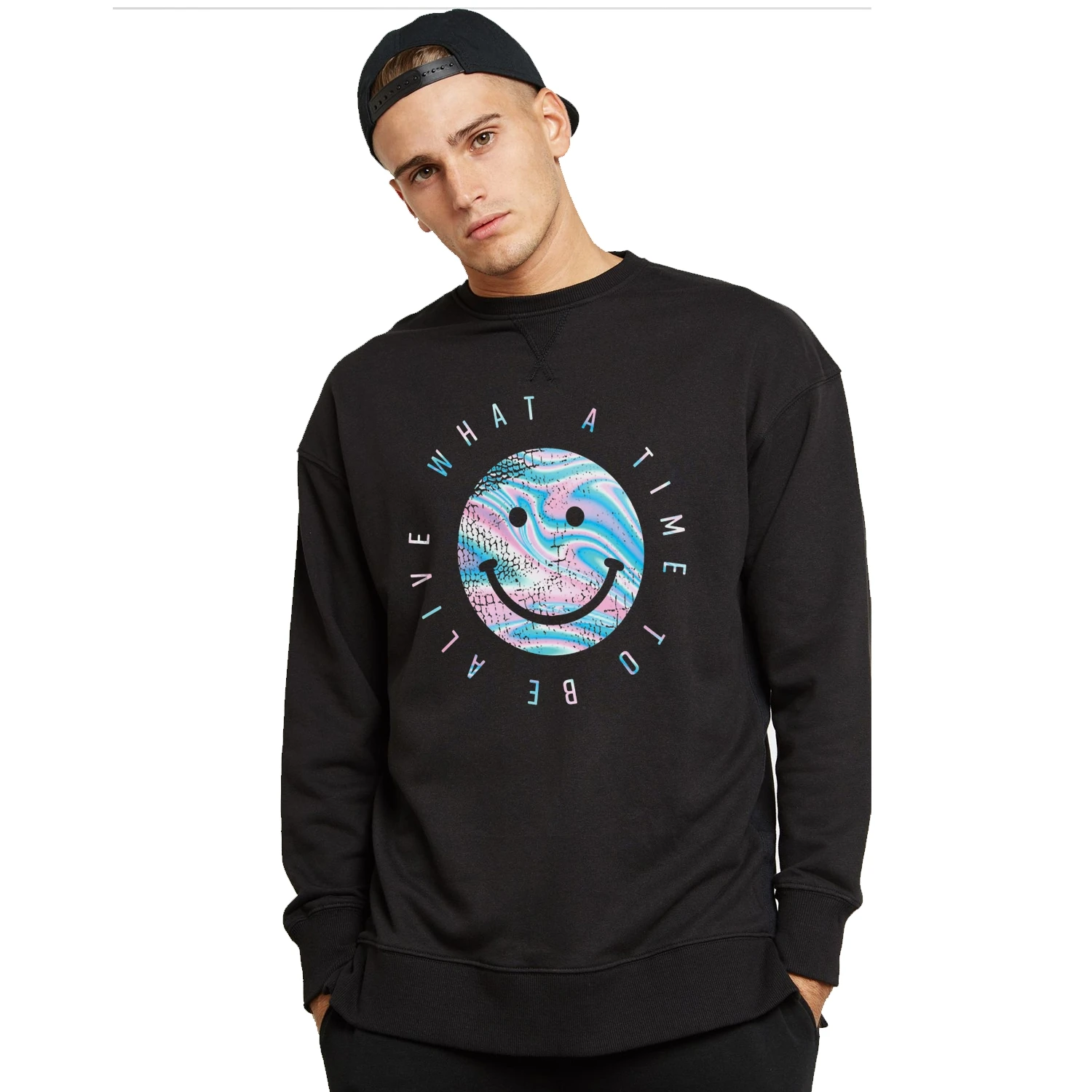 

Drop shipping Cotton hooded unisex Sweatshirts casual loose smile print men Sweatshirts cool men hooded sweatshirts