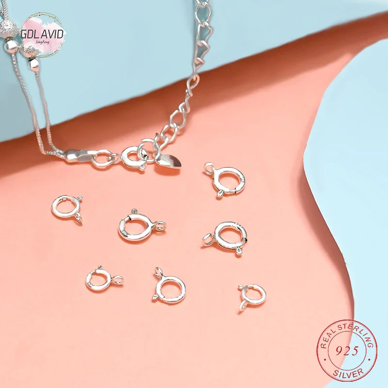 High Quality 925 Sterling Silver Spring Ring Clasps Hooks 925 Silver Connection For Necklace Bracelet DIY Buckle Jewelry Making