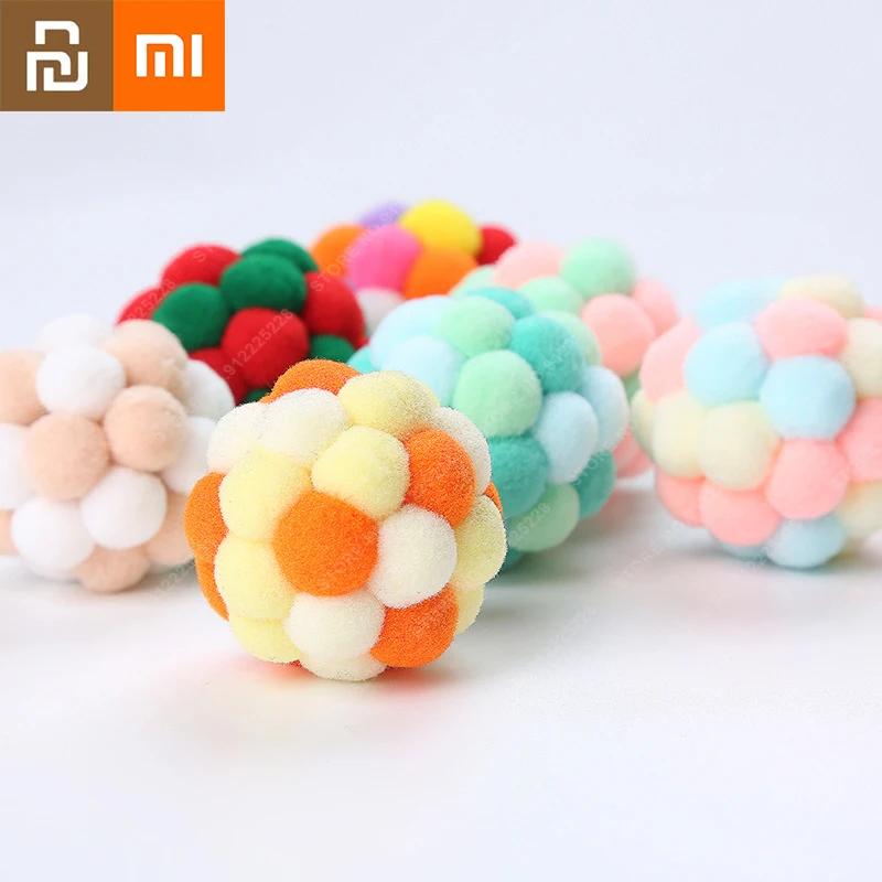  Xiaomi Pets Toy Colorful Handmade Bouncy Ball Planet Ball Kitten Toy Plush Bell Ball Mouse Toy Cat Toys Interactive Pet Supplies 