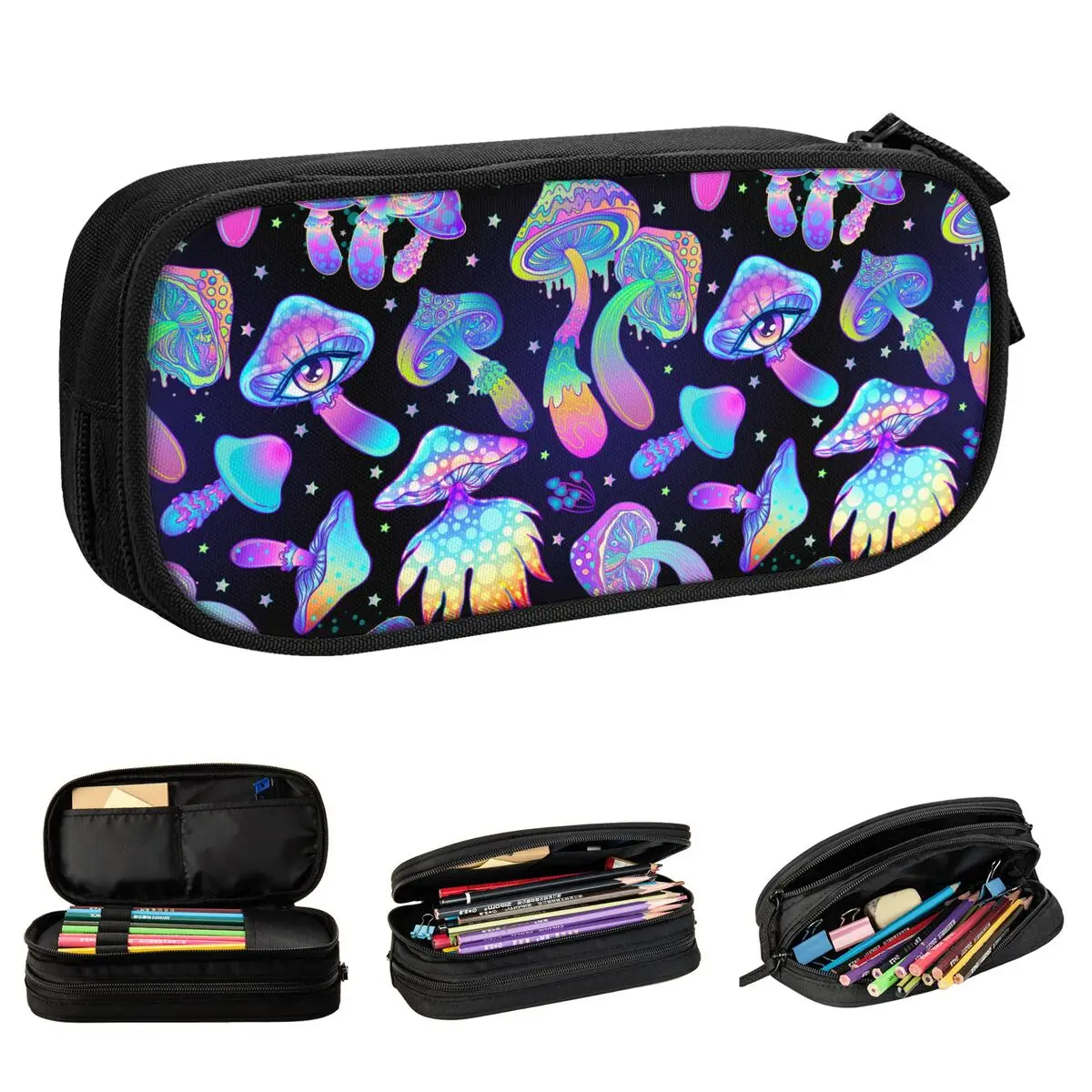 

Lovely Magic Mushrooms Psychedelic Pencil Case Pencilcases Pen Holder Girls Boys Large Pencil Bags Office Cosmetic Accessories