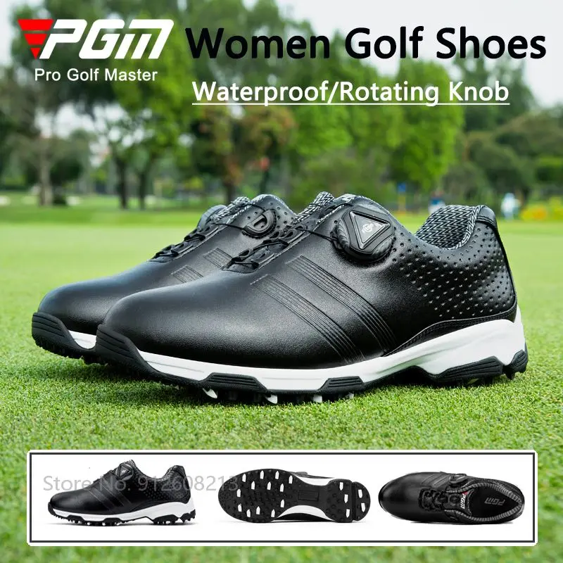 

PGM Golf Shoes Women Waterproof Athletic Sneakers Female Anti-Slip Sports Footwear Ladies Rotating Buckle Trainer for Golf 35-39