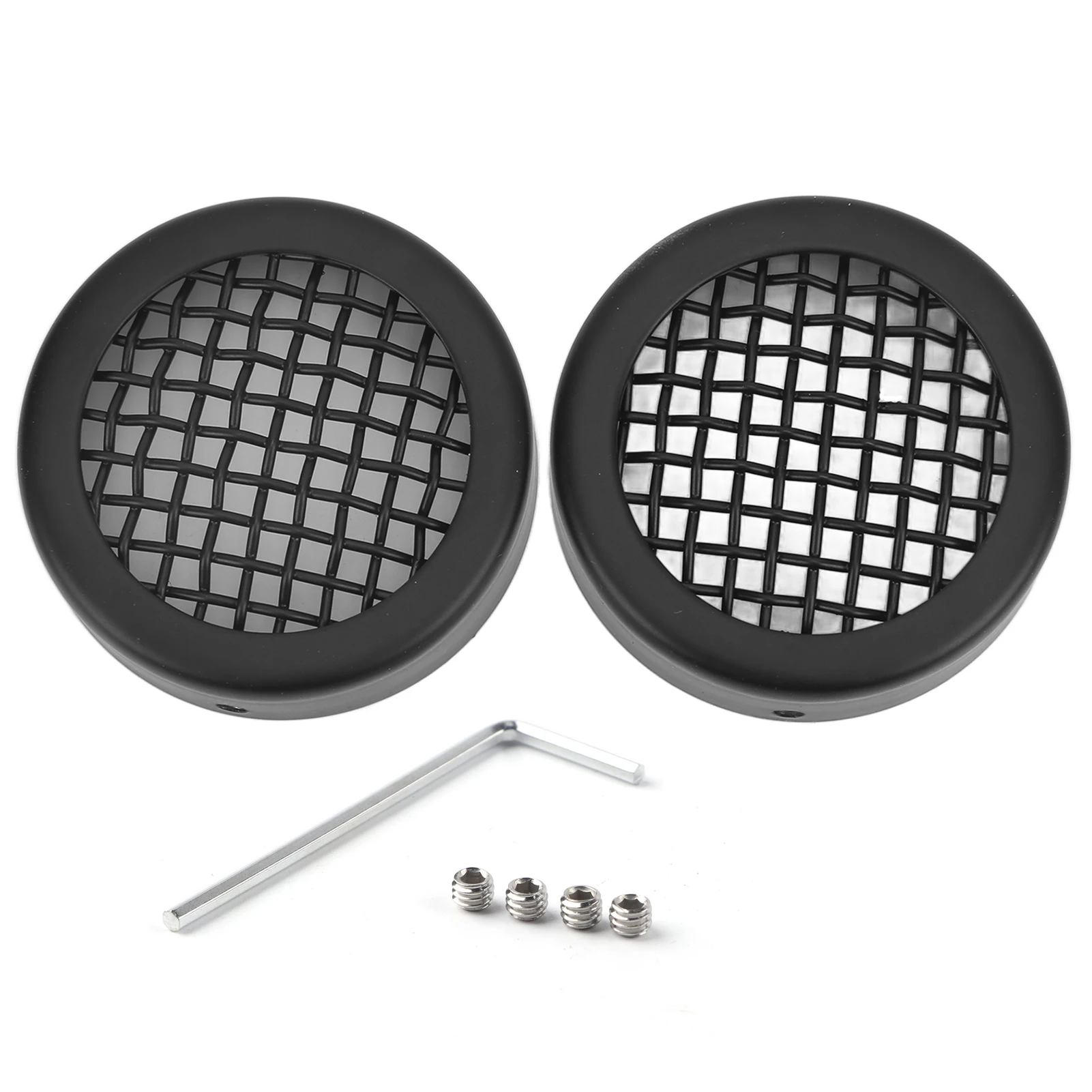 

2PCS Motorcycle Turn Signal Lamp Cover Protective Grill Bezels Black Retro Design Univsersal