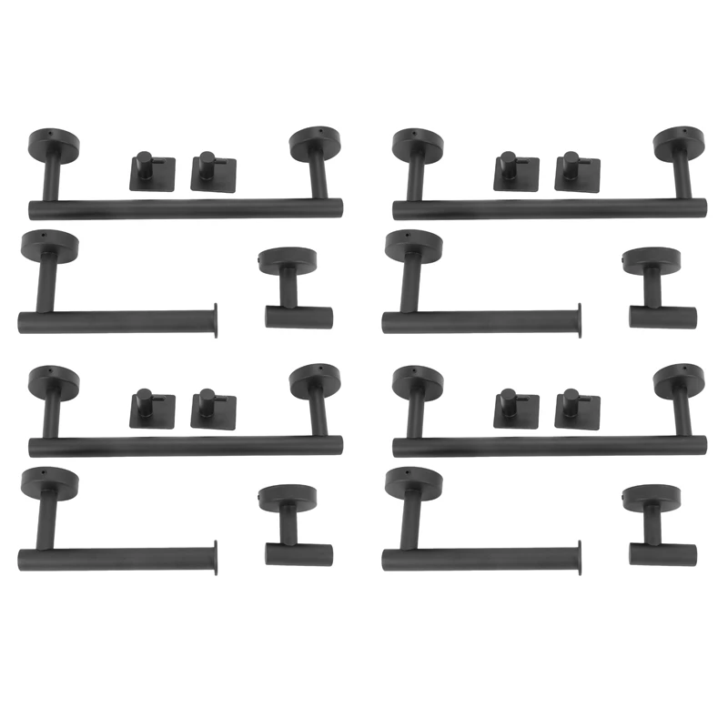 

20-Pieces Matte Black Bathroom Hardware Set Stainless Steel Round Wall Mounted - Includes 12 Inch Hand Towel Bar
