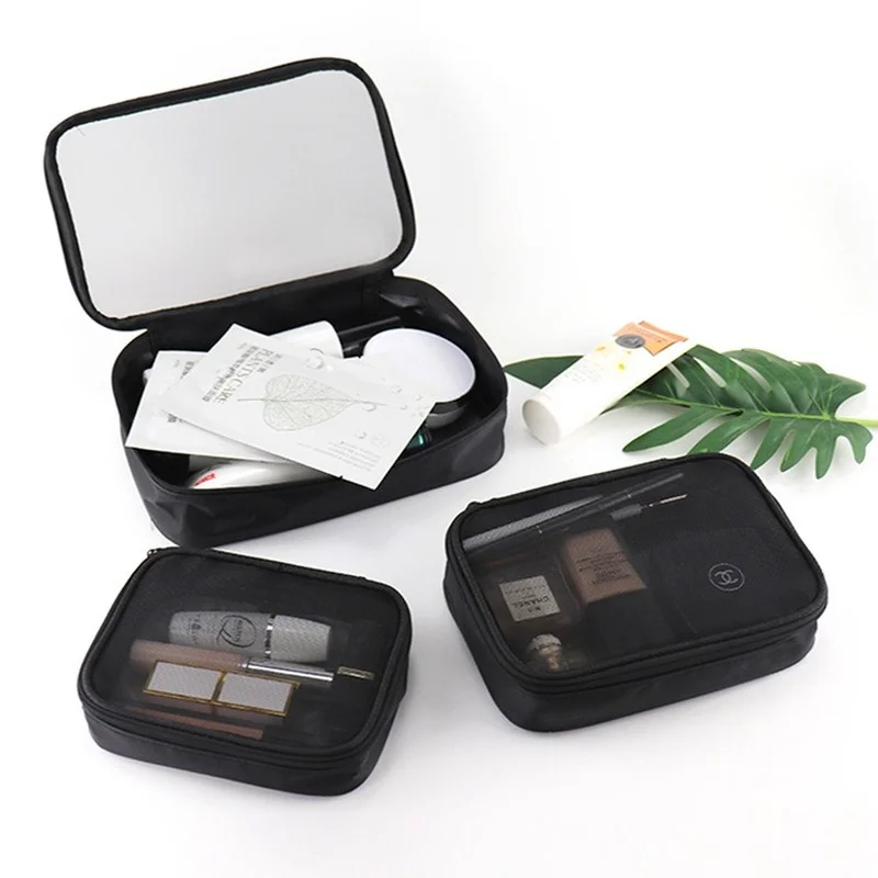 

Travel Bag Bags Zipper Fashion Makeup Women Wash Solid Cosmetic Casual Mini Mesh Transparent Women Portable Color Bag Storage