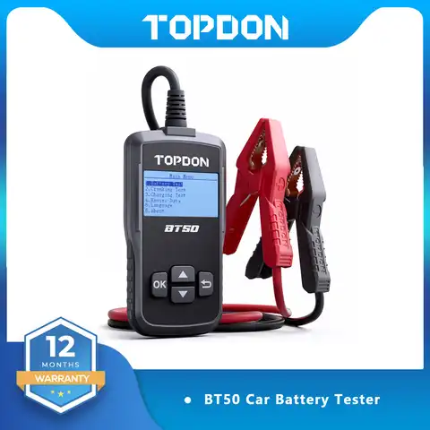 Тестер для автомобильных аккумуляторов TOPDON BT50, 12 В, 100-2000CCA