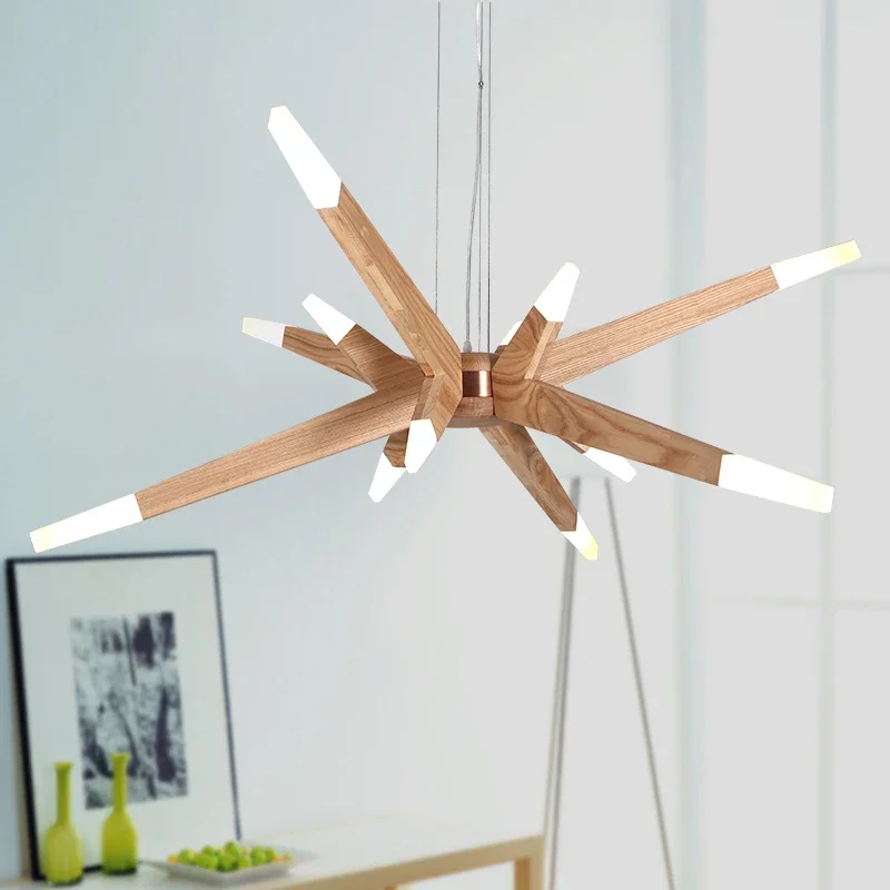 Modernas luces colgantes para comedor Современные подвесные деревянные светильники для столовой