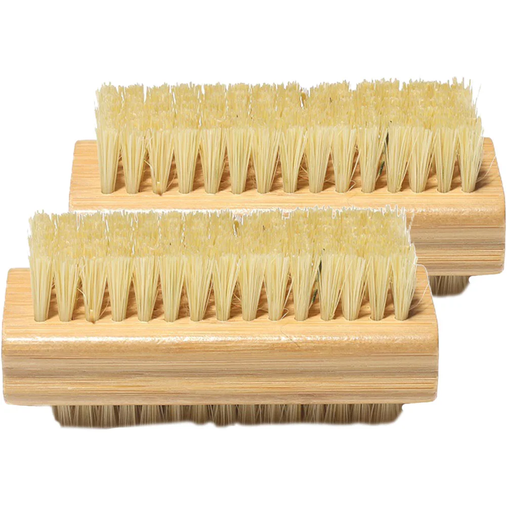 

2 Pcs Wash Brush Finger Nail Scrub Daily Use Scrubber Double Sided Bamboo Fingernail Cleaning Sisal Store Cleaner