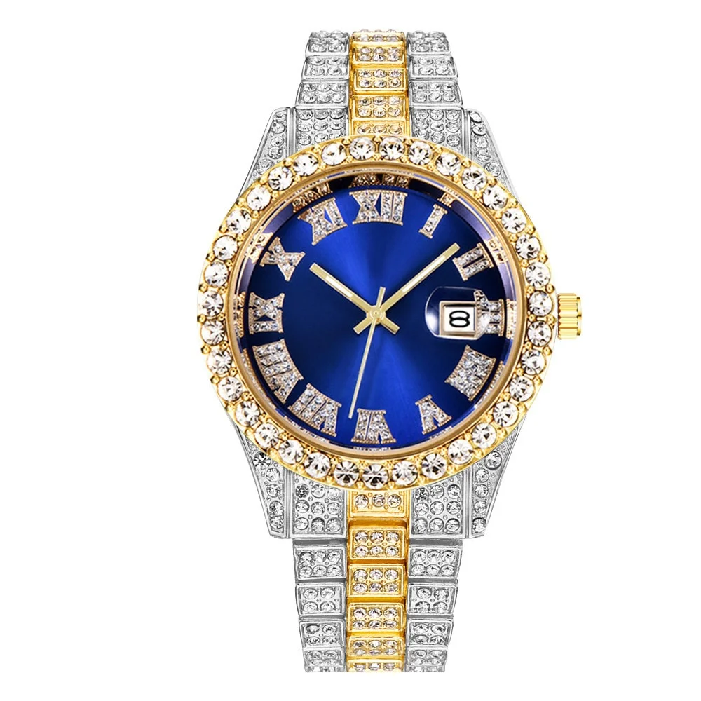 

Top Brand Luxury Watches for Men Diamond Calendar Watch Male Business Quartz Bracelet Relogio Religio Masculino