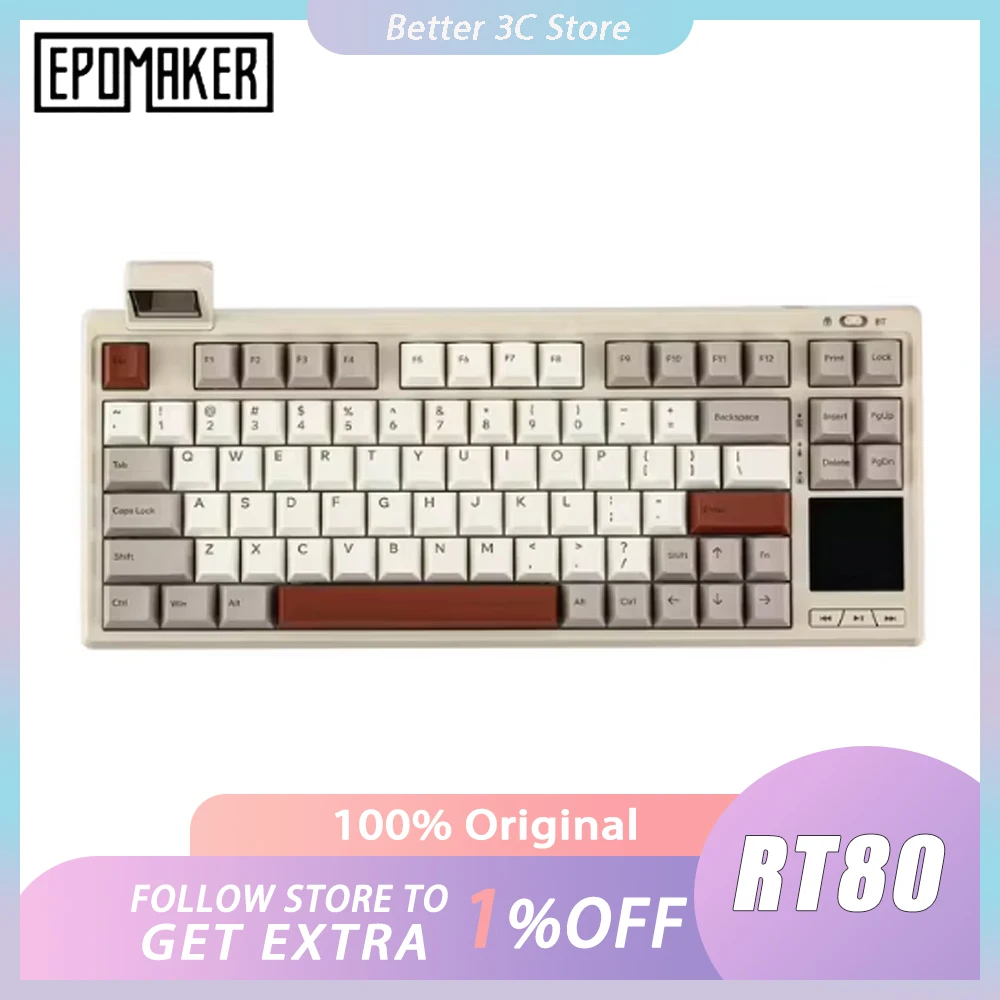 Механическая клавиатура EPOMAKER RT80 3 режима с сенсорным экраном мини-дисплей