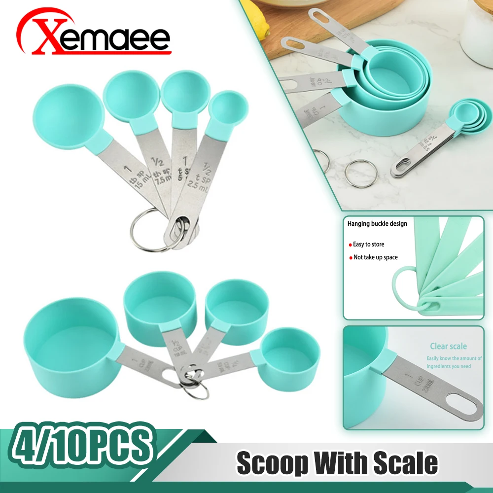 

4PCS Multi-purpose Spoon/cup Measuring Tool Flour Milk PP Baking Accessories Stainless Steel/plastic Handle Kitchen Gadgets