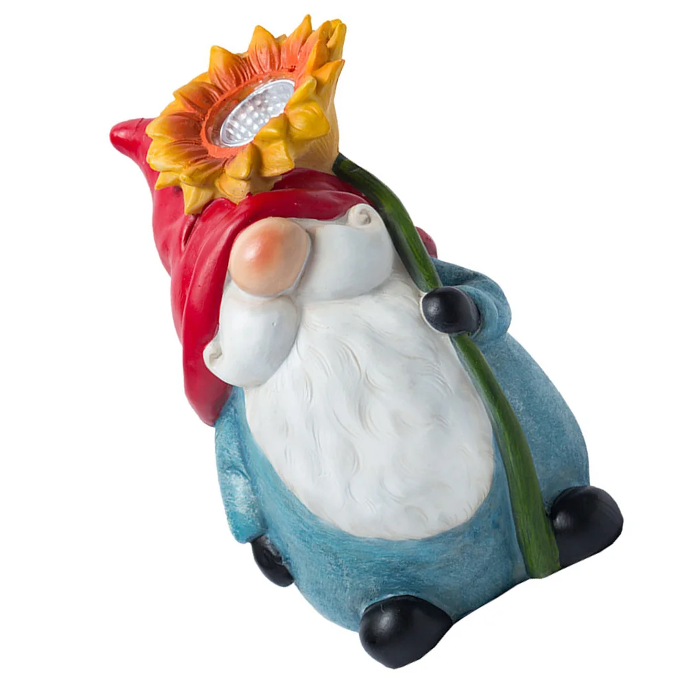 

Cartoon Garden Gnome Statue with Solar Light Outdoor Solar Gnome Figurine