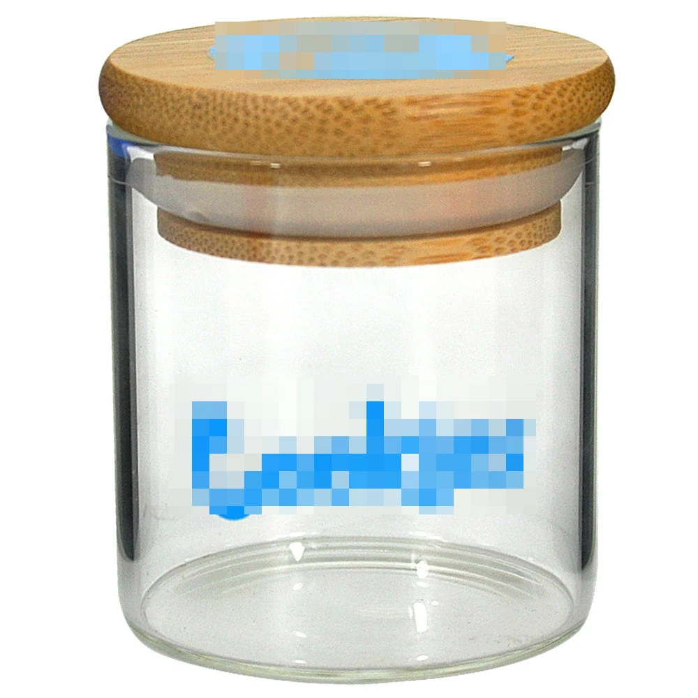 

125ml Glass Storage Jar With Sealing Strip Bamboo Wood Lid Biscuit Candy Moisturizing Cigarette Case Kitchen Supplies