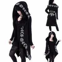 2020 gothic retro black punk wind hooded moon print long sleeve ladies sweatshirt hoodie