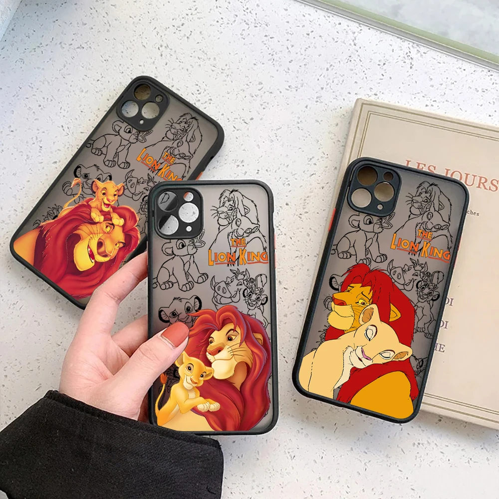 Фото Матовый полупрозрачный чехол Disney The Lion King для iPhone 17E 17 16 16E 15 14 13 12 11 Pro Max 17 Air 8 Plus XR XS, противоударный чехол №1