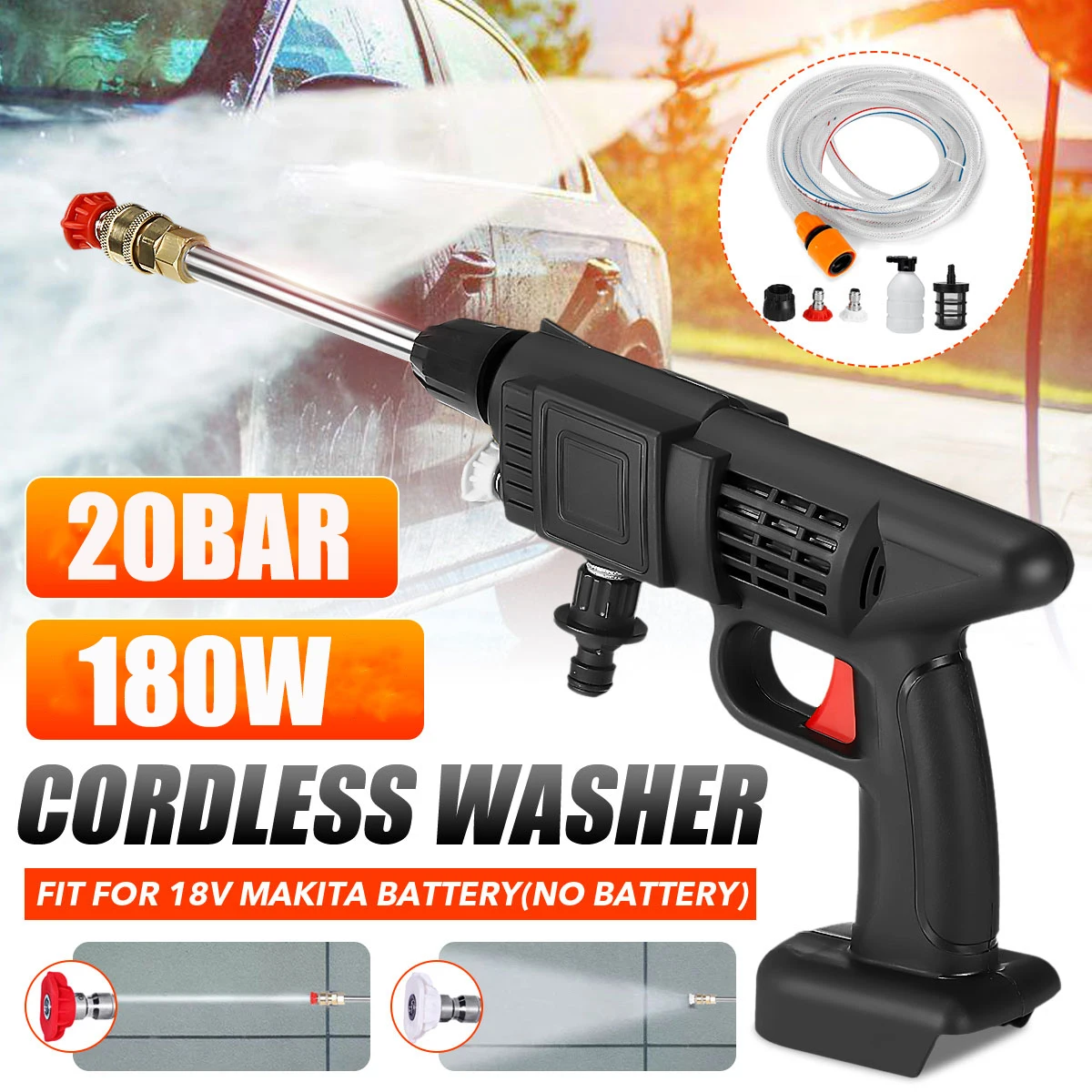 Electric Car Washer Gun Wireless High Pressure Cleaner Foam Multi-function Nozzle Protable Car Wash Garden Spray