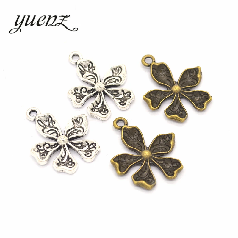 10 шт. 27*22 мм, антикварные Подвески в виде цветов, сделай сам, изготовление ювелирных изделий Q105
