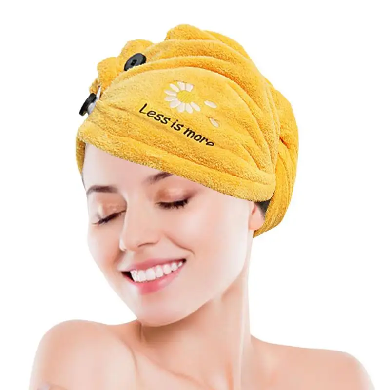 

Полотенце для сушки волос из микрофибры, милое мультяшное быстросохнущее полотенце для волос s кораллового цвета, утолщенное, мягкое и ульт...