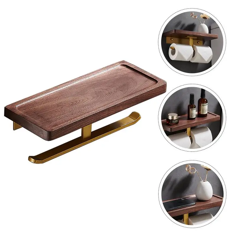 

1 pc Paper Roll Rack Wood Rack Walnut Paper Rack Kitchen Shelf for Kitchen Wall