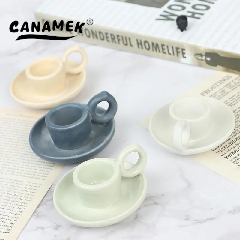 

Ceramic Nordic Candle Holder Candle Simple Geometric Cup-shaped Candle Holder Home Household Ceramic Ornaments Home Decoration