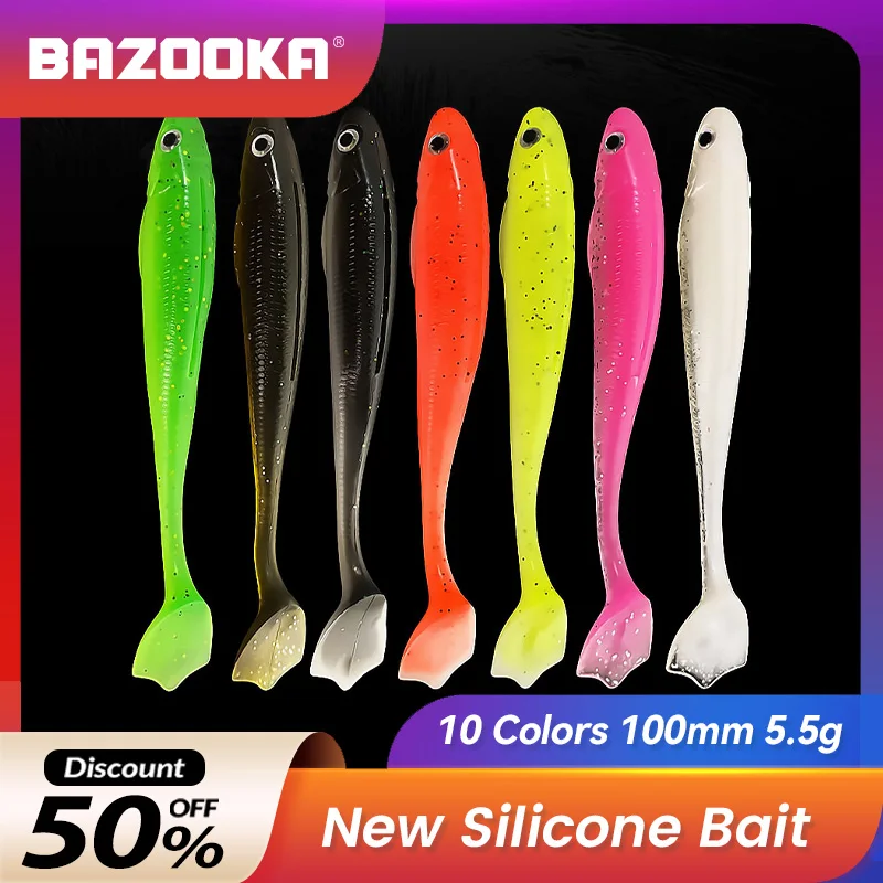 

Bazooka 5pcs Soft Bait Fishing Lures Easy Shiner Shad Silicone Worm Wobblers Swimbait Spinner Jig Tackle Carp Bass Pike Trout