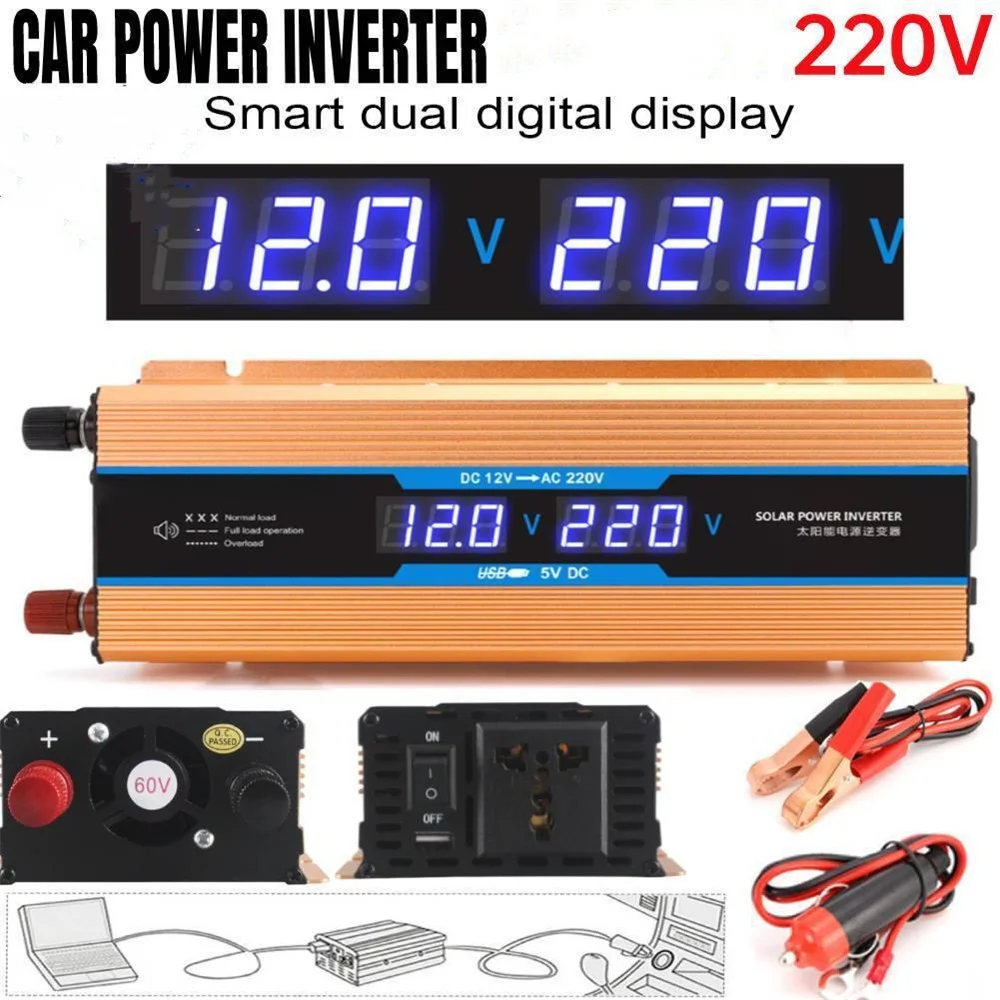 

12/24V Car Solar Inverter Converter 12 To 220V Current Transformer Inversor Inverter Converter Solar To Voltage Inverter G0C6