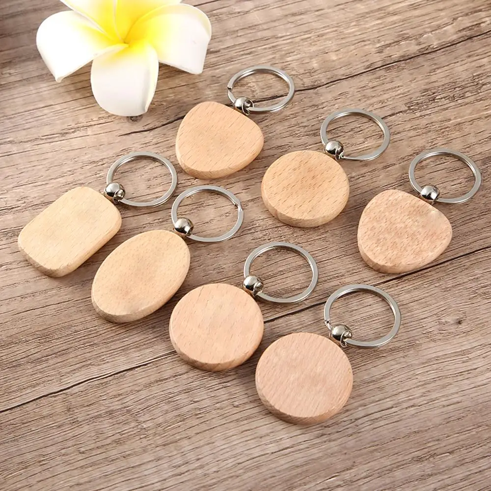 2022 Бесплатный Лазерный Логотип пустые круглые прямоугольные деревянные брелоки