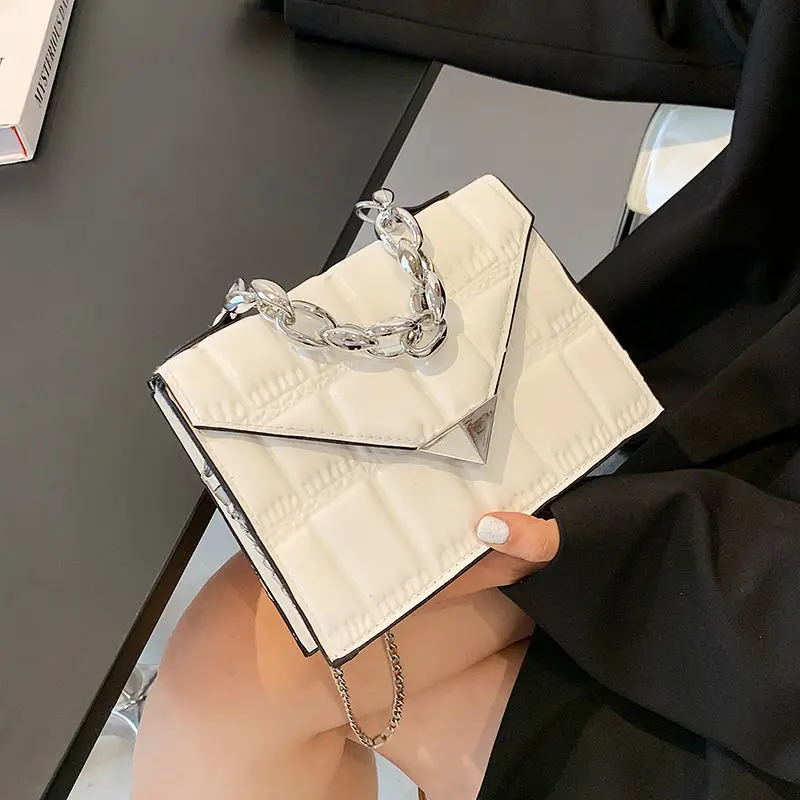 

MBTI Luxurious Temperament Solid Color Shoulder Square Bag 2022 Summer and Autumn Plaid Chain Crossbody Bag for Women