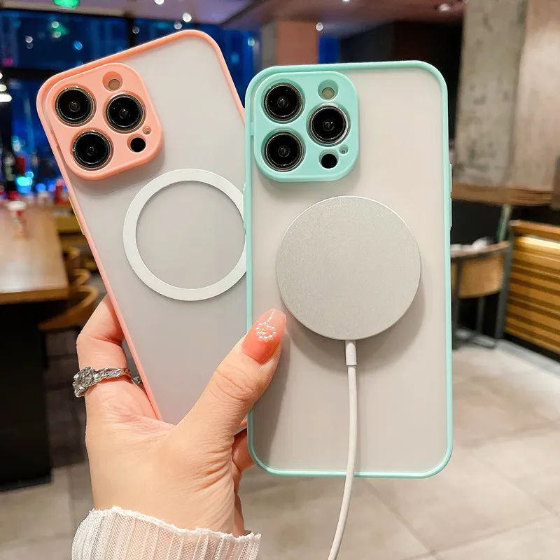 

Противоударный магнитный матовый чехол-бампер для телефона iPhone 11 13 14 12 Pro Max Mini X XR Xs, мягкий силиконовый прозрачный чехол 8 7 Plus