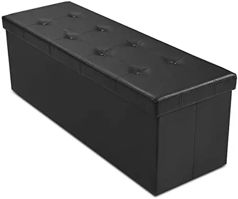 

Folding Storage Ottoman Bench, Storage Chest to Support 660lbs, 165L Storage Trunk Footrest Padded Seat Coffee Table for Bedroom