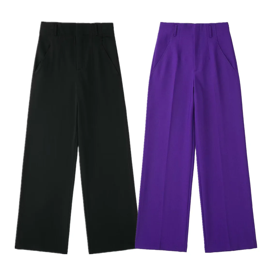 

Maxdutti Fashion Wide Leg Pants Women High Waist Loose Black Casual Trousers