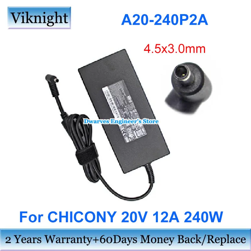 Genuíno para Chicony 240w Fonte de Alimentação A20240p2a ac Adaptador A240a010p 20v 12a Gaming Portátil Carregador