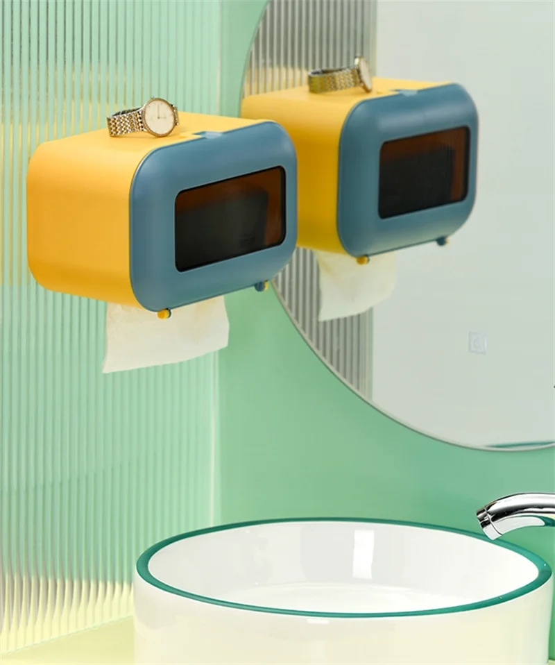 

Bathroom Tissue Box Wall Mounted Toilet Paper Holder Roll Paper Holder Storage Shelf Organizer Bathroom Accessories