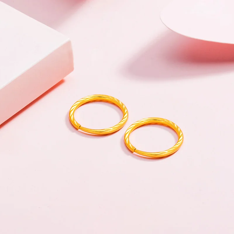 Серьги-кольца женские из желтого золота 999 пробы 24 к 1 2 г