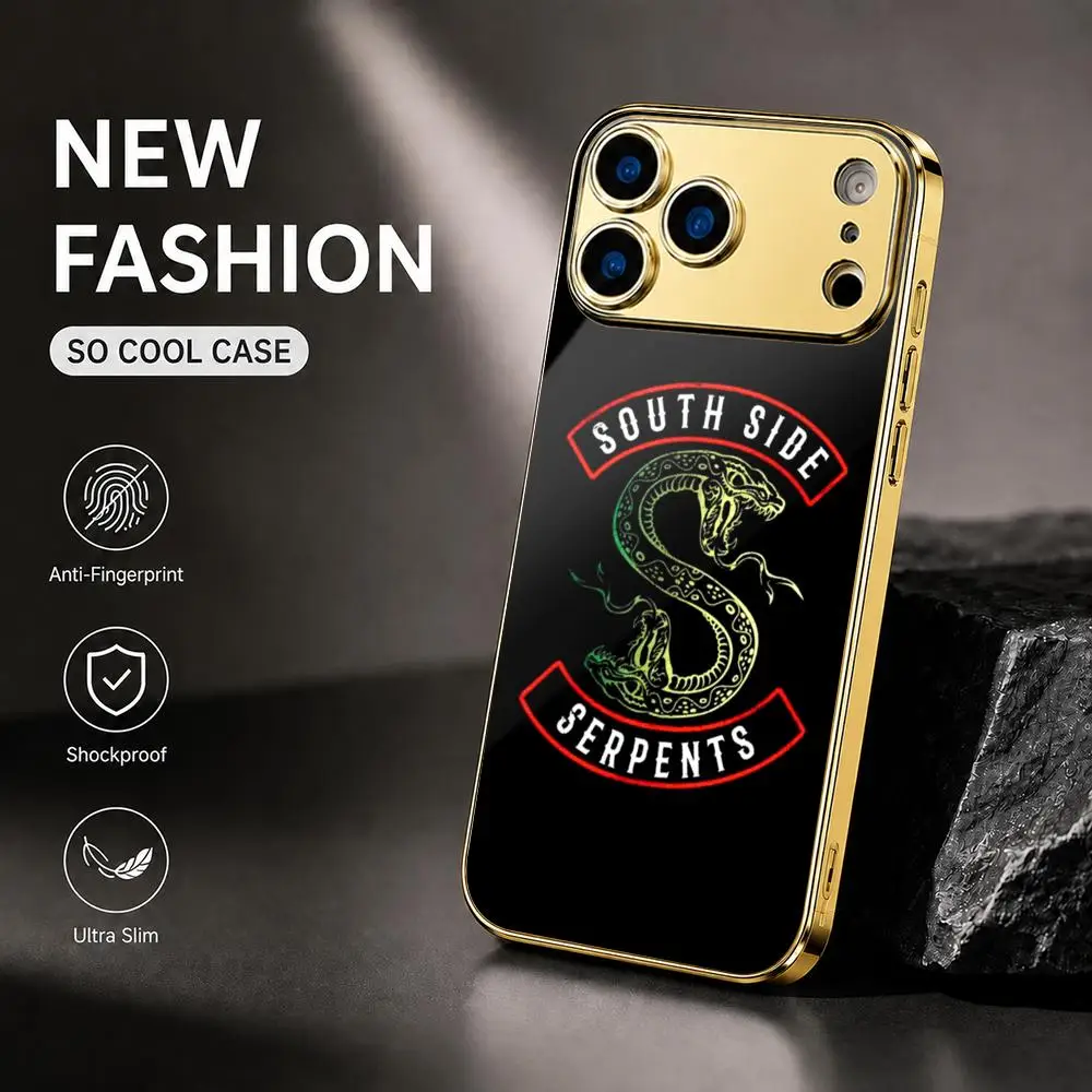 Фото Чехол для телефона South Side Serpents для iPhone 17 16 15 14 13 12 Pro Max Plus, с гальваническим металлическим каркасом, тонкий, противоскользящий №3