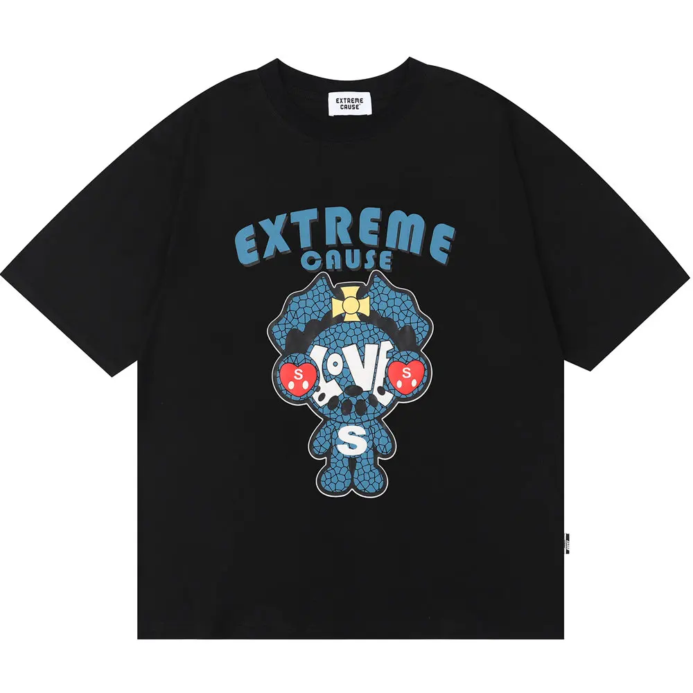 

T Shirt for Men Funny Cartoon Print Cotton O-neck Top Men T-shirt 2022 Harajuku Casual Streetwear Hip Hop Oversized T-shirt